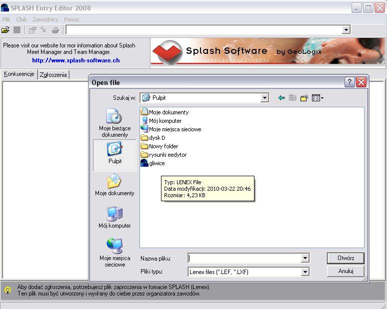 1. Aby włączyć program należy wejść w MENU START odnaleźć zakładkę Splash Software a następnie wejść w Entry Edytor. Otwieramy program Entry Edytor podwójnym kliknięciem.