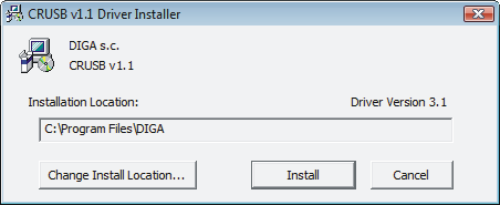 2. Instalacja sterownika USB Do poprawnej pracy konwertera CRUSB z systemem operacyjnym niezbędne jest zainstalowanie sterownika USB. Aktualne sterowniki dostępne są na stronie internetowej www.diga.