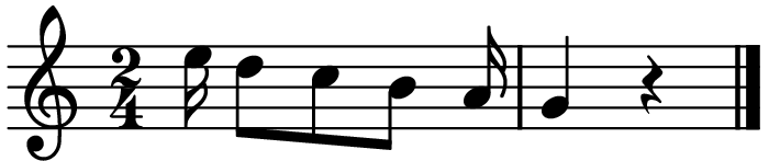 2.3. Czas trwania dźwięku 2 uznać ją za prawdziwą ósemkę dopiero wtedy, kiedy ta pierwsza interpretacja jest nie do utrzymania. Oto fragment przykładu z[](str. 25, pkt. 4.3): 2 3 (2.