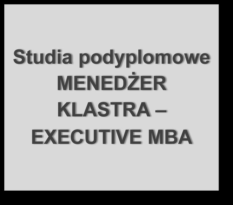 Serdecznie zapraszamy wszystkich zainteresowanych edukacją w zakresie klasteringu na studia podyplomowe "Menedżer klastra Executive MBA" realizowane w ramach Europejskiej Akademii Klasteringu.