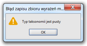 nie można wprowadzić takiej samej nazwy dla zbiorów o tym samym typie taksonomii, gdyż zbiór taki nie utworzy się (zob. rysunek 6), Rysunek 6.