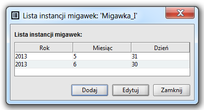 Rysunek 86. Lista instancji migawek Funkcje te: mogą zostać uaktywnione tylko po wcześniejszym zaznaczeniu na liście migawki, dla której chcemy zarządzać jej instancjami.