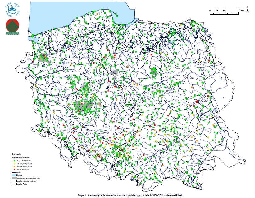 Opracowanie raportu z wdrażania dyrektywy 91/676/EWG (azotanowej) w okresie 2008-2011 Map 1