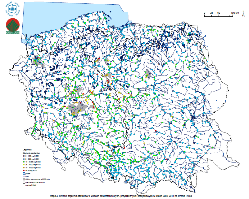 Opracowanie raportu z wdrażania dyrektywy 91/676/EWG (azotanowej) w okresie 2008-2011 Map 4