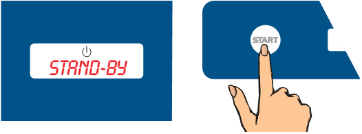 W przypadku urządzeń wyposaŝonych w opcjonalny system odzysku ciepła HR : Nacisnąć migający na niebiesko przycisk A - START.