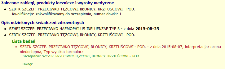 Szczepienia tu zgrupowane nie trafią do HZiCh, gdyż jest to tylko informacja ułatwiająca ich wykonanie. Chyba, że pracownik wykonujący doda na wizycie nowe szczepienia.