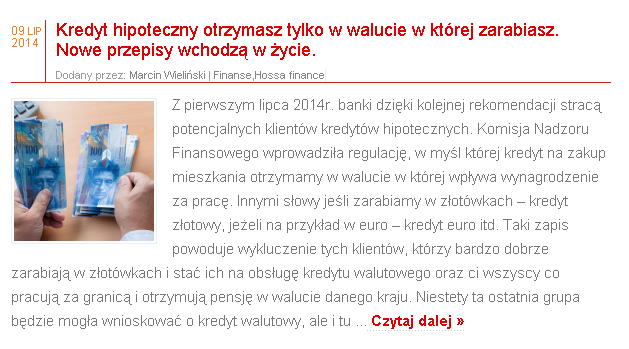 ARTYKUŁY TEMATYKA FINANSE DE MINIMIS z gwarancją do kredytu Audyt finansowy, kilka kroków do oszczędzania KREDYT OBROTOWY pieniądze na bieżącą działalność