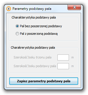 Definiowanie parametrów pala użytkownika obejmuje kształt przekroju poprzecznego (okrągły, kwadratowy lub złożony), wymiar przekroju poprzecznego trzonu i podstawy pala oraz współczynniki