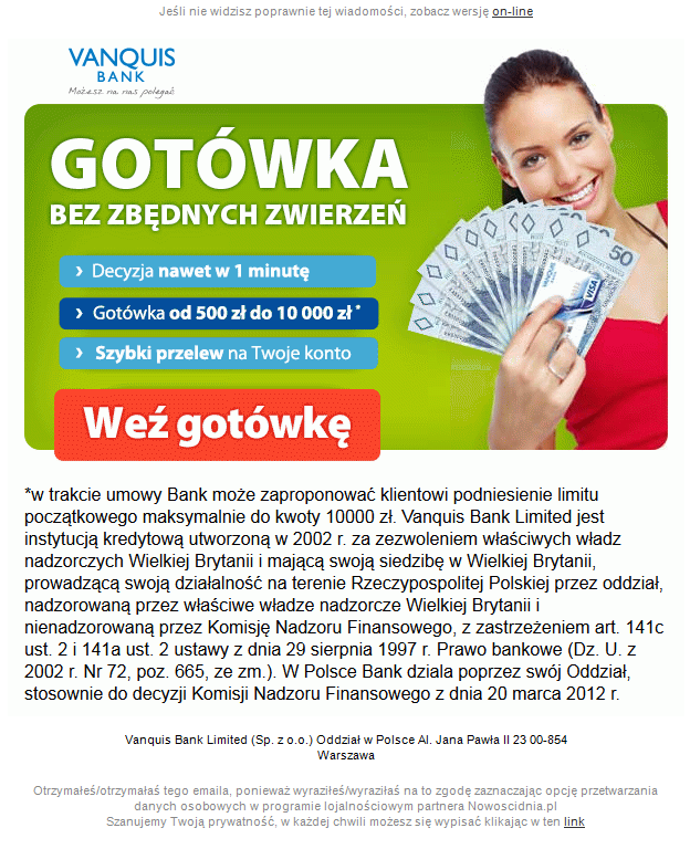 Przekazy reklamowe wysyłane mailem Zgodnie z art. 10 ustawy z dnia 18 lipca 2002 r.