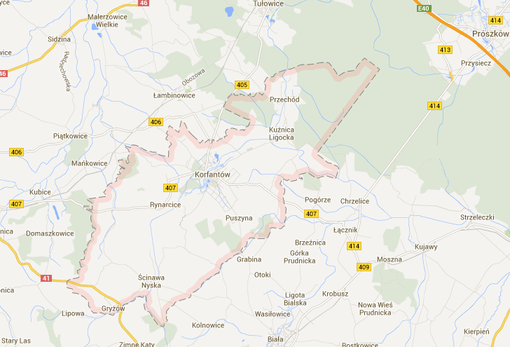 Dziennik Urzędowy Województwa Opolskiego 28 Poz. 1226 Gmina Korfantów oniższa mapa pokazuje położenie gminy na tle owiatu Nyskiego. Mapa 4.