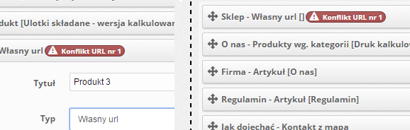 Własny url - możliwośd dodania do menu własnego, wewnętrznego lub zewnętrznego URL Artykuł - podlinkowuje wybrany artykuł Formularz kontaktowy - podlinkowuje podstronę formularza kontaktowego Kontakt