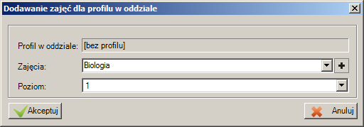 z rozwijalnego menu Jednostka wybrać uprzednio utworzoną jednostkę (szkołę), natomiast z rozwijalnego menu Oddział / profil wybrać utworzoną klasę (oddział): kliknąć prawym przyciskiem myszy w