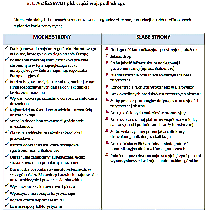 SWOT Regionu Strategia Rozwoju