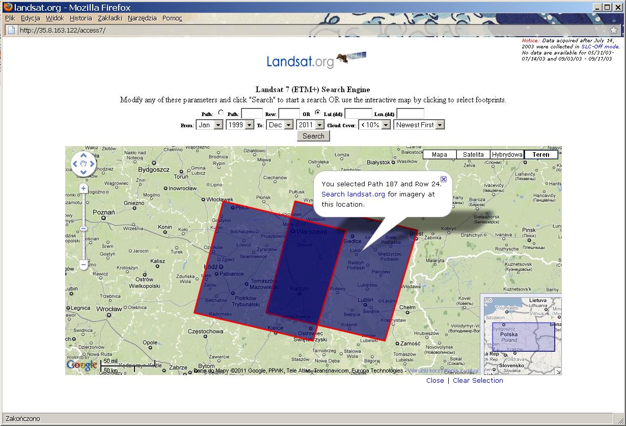 ) oraz LANDSAT ETM+ (lata 1999-22).
