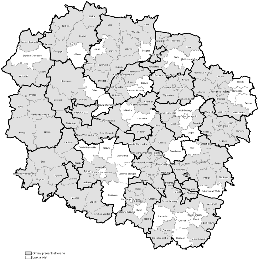 GMINY KTÓRE UDOSTĘPNIŁY DANE 109 ze 144 gmin POWIATY KTÓRE UDOSTĘPNIŁY DANE 10 z 19 powiatów 119 ze 163 jednostek samorządu