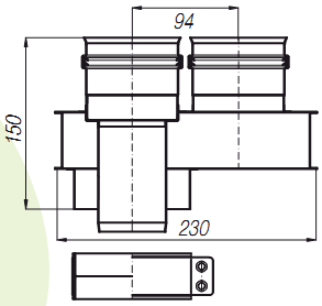 QUADRA GREEN kocioł kondensacyjny SYSTEM ROZDZIELONY ø 80 +80 mm Adapter Ø80+80 dostępny jest jako akcesorium dodatkowe.