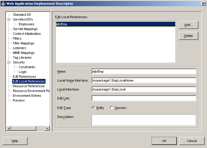 Korzystanie z encyjnych EJB (1/3) 154 Definicja referencji w deskryptorze instalacji: web.xml dla odwołań z serwletów i JSP ejb-jar.xml dla odwołań z innych EJB web.xml <web-app>.