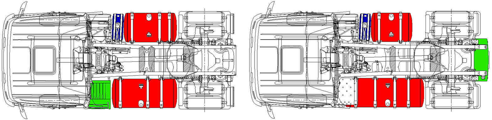 10 (10) Można wybierać spośród tych samych zbiorników paliwa, które są dostępne w pojazdach z silnikami Scania Euro 5 SCR, z możliwością zastosowania 50- lub 75- litrowego zbiornika AdBlue.