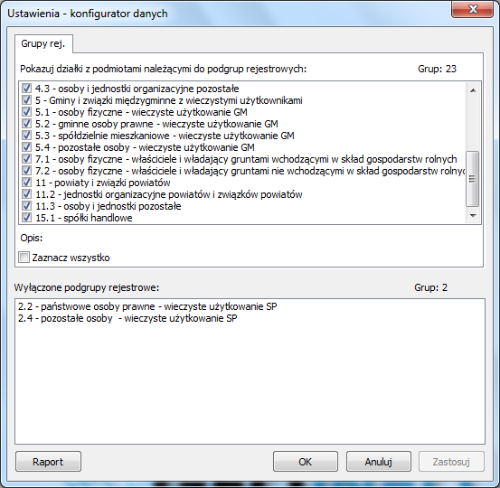 S t r o n a 4 Konfigurator jest dostępny dla użytkowników o prawach administracyjnych (rola bazodanowa M_Adm) poprzez menu Specjalne Konfigurator danych.