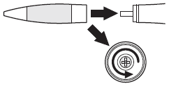 Używanie jako długopisu Obróć długopis w kierunku ruchu wskazówek zegara trzymając jedną ręką skaner, a drugą metalową końcówkę poniżej gumowej powierzchni. Wymiana wkładu Odkręć dolną część skanera.