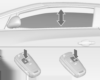 34 Kluczyki, drzwi i szyby Lekkie wciskanie lub pociąganie do pierwszego punktu oporu: szyba przesuwa się w górę lub w dół tak długo, jak długo używany jest przełącznik.