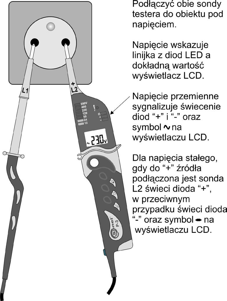 Uwaga: Przyrząd może być stosowany również w czasie deszczu, jednak na odpowiedzialność użytkownika. Zaleca się stosowanie rękawic ochronnych. 2 Pomiary 2.