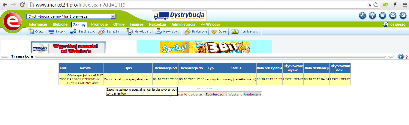 Deale Specjalna promocja dostawcy kierowana do wybranych klientów, która wymaga deklaracji (zapisu ilości) po stronie klienta. Deale mogą obejmować jeden lub wiele towarów.