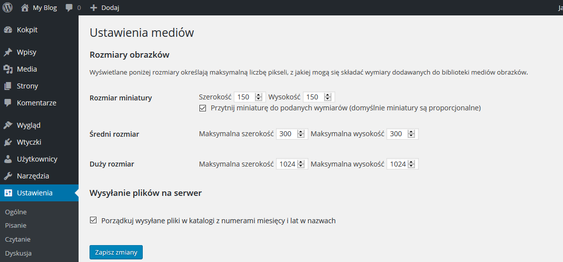 zatwierdzenia) oraz możemy zdefiniować słowa, które jeśli pojawią się w komentarzu to sprawi to, że trafi on do zatwierdzenia i nie zostanie opublikowany.