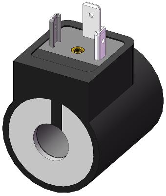 Cewka EQ ZASTOSOWANIE: Zasilanie elektrozaworów m.in. regulujących dopływem wody do WC w wagonach. OPIS TECHNICZNY: Korpus wykonany jest z tworzywa w kolorze czarnym.