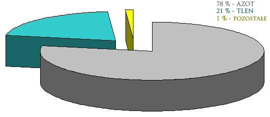 Faza realizacyjna Nauczyciel przedstawia diagram kołowy, na którym przedstawiono procentowy skład powietrza. Nauczyciel pyta: Z jakich składników składa się powietrze?