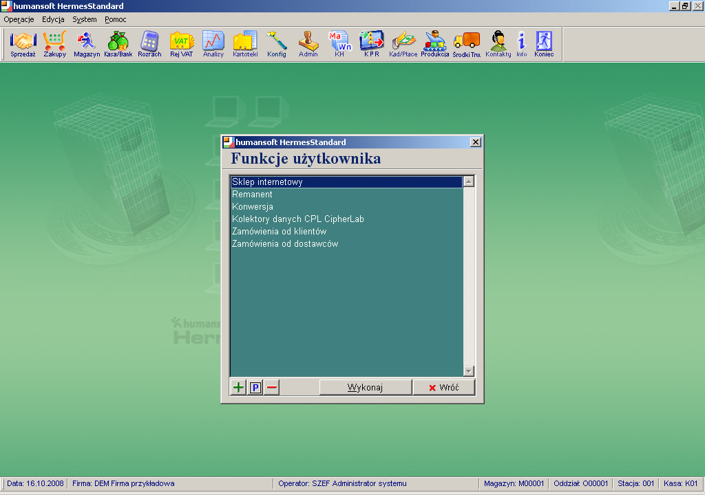 8. Gdy instalator się zamknie przystępujemy do konfigurowania Firmy przykładowej (DEM) a w przypadku wykupienia modułu do konfiguracji - własnego podmiotu.