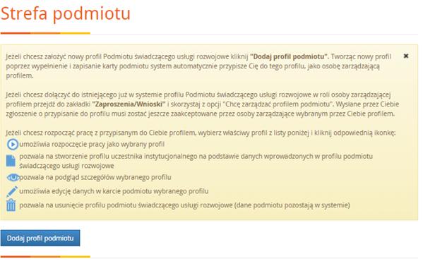 wyświetla się ekran Profil podmiotu