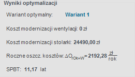 Praca z modułem Audyt Audytor może podać koszty energii tylko do obliczeniaspbt dla modernizacji okien i drzwi. 10.2.5.2.3 Informacje dodatkowe, uzasadnienie przyjęcia nakładów.
