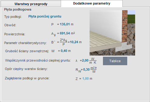 Opis obliczeń współczynnika przenikania ciepła U przegród Podpowiedź opór cieplny gruntu OPÓR CIEPLNY IZOLACJI KRAWĘDZIOWEJRN [m 2 K /W] pole służące do wpisania oporu cieplnego izolacji