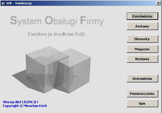 Po prawidłowym zalogowaniu ukaże się Formularz Główny programu.