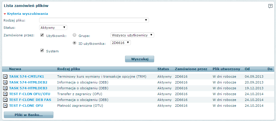 Podczas tworzenia Zamówienia Pliku określasz czy plik bedzie utworzony jednorazowo czy chcesz go pobierać regularnie.