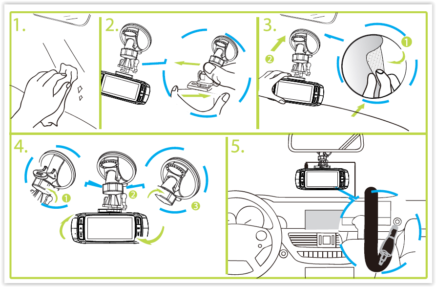 15. Wyjście HDMI 16. Przycisk RESET 17. Lampa LED 18. Głośnik Instalacja i ustawienie kamery 1. Włóż kartę pamięci do slotu, pamiętaj żeby włożyć kartę odpowiednią stroną.