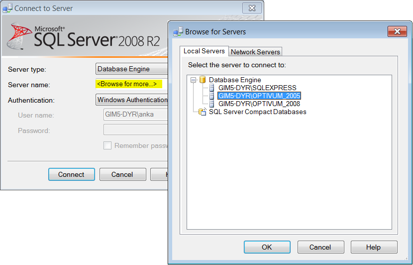 Instalacja Microsoft SQL Server 2008 R2 Express z plików pobranych z serwera FTP 11/12 Odczytanie nazwy serwera SQL i sprawdzenie, czy jest on poprawnie zainstalowany Podczas pierwszego uruchomienia