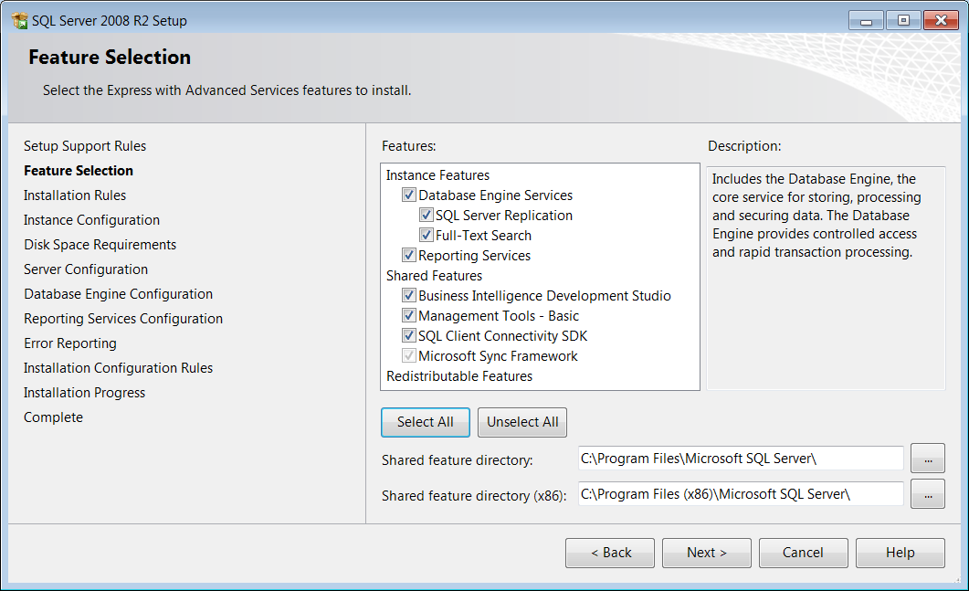 Instalacja Microsoft SQL Server 2008 R2 Express z plików pobranych z serwera FTP 4/12 Instalator automatycznie zainstaluje wymagane pliki na karcie Setup Support Files oraz na karcie Setup Support