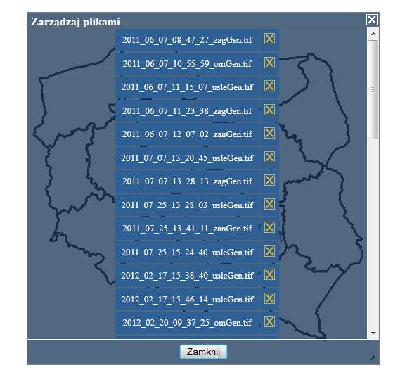 Klikając na ikonę Domku otrzymamy listę plików