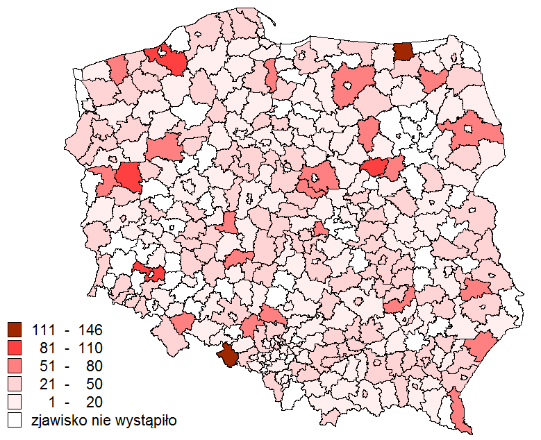 Liczba miejsc w placówkach stacjonarnej pomocy społecznej dla osób przewlekle chorych i niepełnosprawnych na 10 tys.