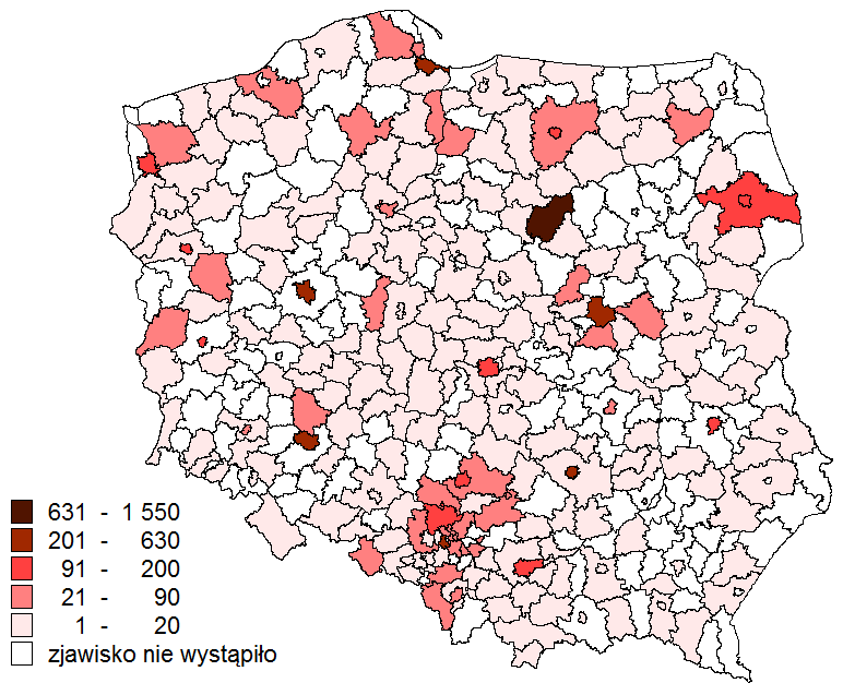 Liczba osób oczekujących na umieszczenie w placówkach stacjonarnej pomocy społecznej dla osób przewlekle chorych i niepełnosprawnych na 10 tys.