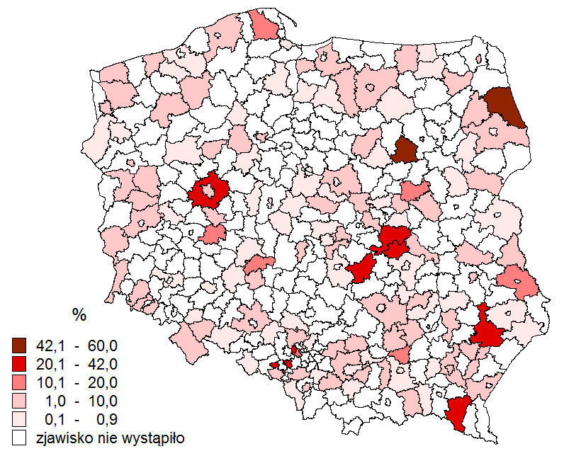 Udział mieszkańców z pełną odpłatnością na oddziałach dla osób przewlekle chorych i niepełnosprawnych w placówkach stacjonarnej pomocy społecznej [%] Wskaźnik dotyczy udziału mieszkańców opłacających