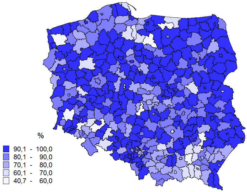 Odsetek przebadanych niemowląt w wieku 1-4 tydzień [%] Zakres podmiotowy - pacjenci - niemowlęta zgłoszone do poradni.