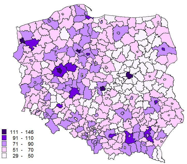 Liczba zrealizowanych recept przypadająca na 1 lekarza wystawiającego recepty [sztuka] Wskaźnik dotyczy liczby recept zrealizowanych w ciągu roku w aptekach/punktach aptecznych w przeliczeniu na 1