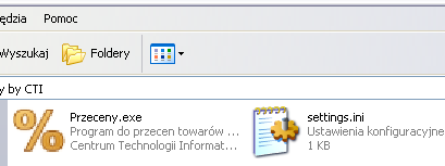 Następnie uruchamiamy program Przeceny by CTI dostarczony przez CTI i konfigurujemy połączenie z bazą SQL.