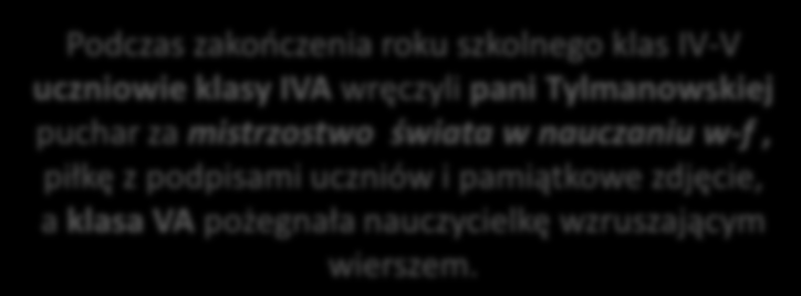 wręczyli pani Tylmanowskiej puchar za mistrzostwo świata w