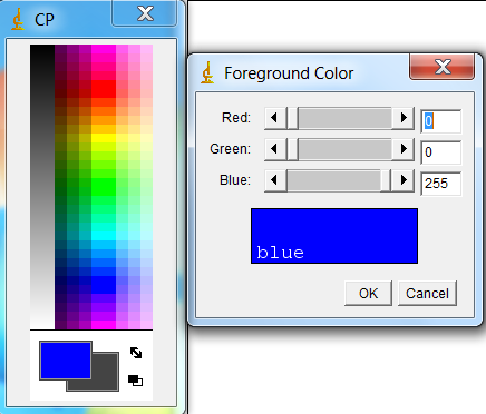 Dev i Stk Dev to rozwijane menu z linkami do stron dotyczących ImageJ, natomiast Stk to kopia menu do obsługi stosów. Narzędzie wyboru koloru (color picker) Pozwala na wybór koloru z obrazu.