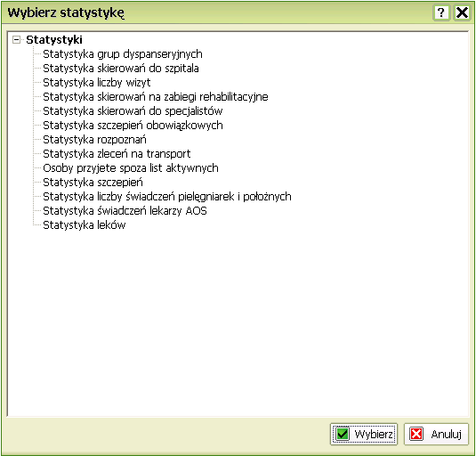Tworzenie statystyk Aby przejść do tworzenia statystyk wybierz z menu Funkcje specjalne