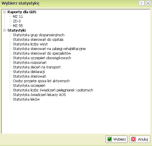Tworzenie statystyk Program DrEryk daje użytkownikowi możliwość tworzenia ststystyk.
